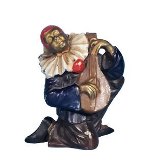 ANTIQUE Bronze Sculpture Cold Painted 3" Musician Singer French Mandolin